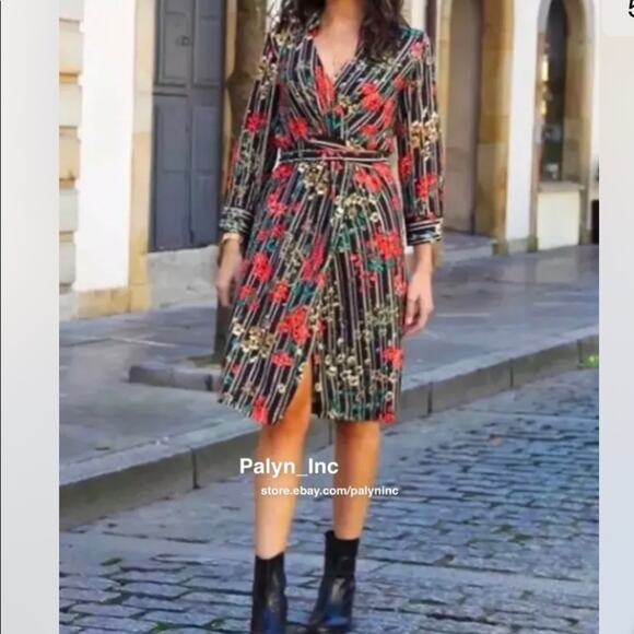 Zara floral stripe wrap dress size XS - Picture 11 of 12